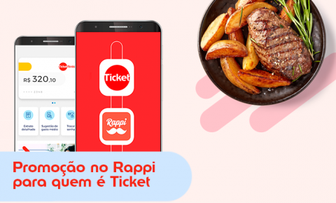 Nova parceria entre Ticket e Rappi garante desconto de R$40 em compras no aplicativo